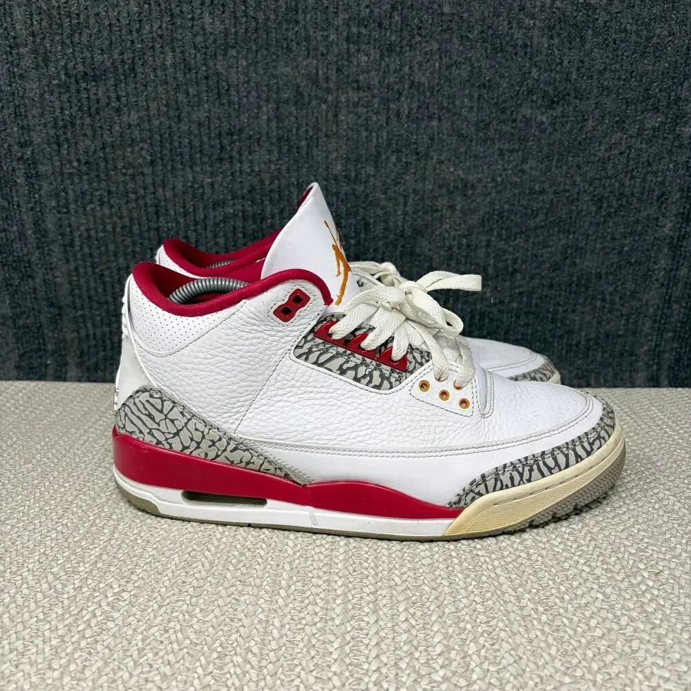 Nike Air Jordan 3 Retro Cardinal Red White Shoes Mens 9 CT8532-126